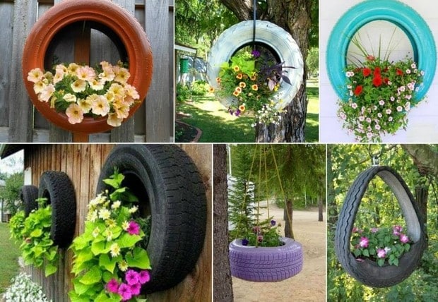 decorer jardin avec pneus 23