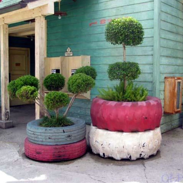 decorer jardin avec pneus 6