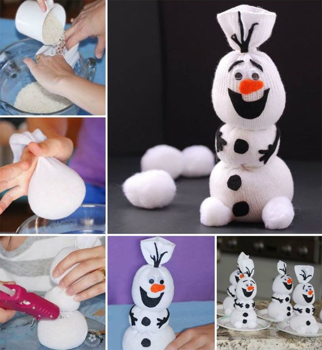 fabriquer un bonhomme de neige en chaussette 4