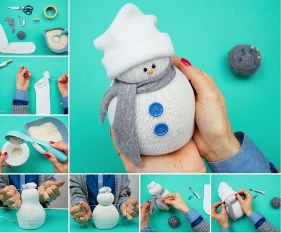 fabriquer un bonhomme de neige en chaussette 5