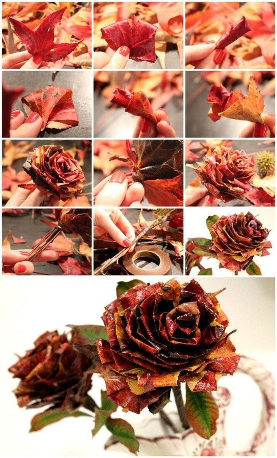 comment faire une rose avec des feuilles dautomne 5