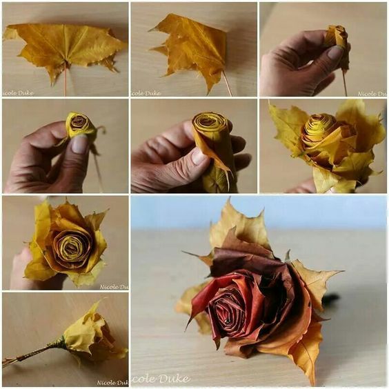 comment faire une rose avec des feuilles dautomne