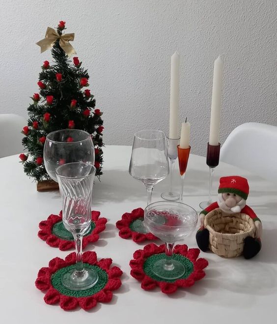 12 Dessous De Verre En Feutre Forme Flocons De Neige - Antidérapants, Résistants Chaleur, Décoration Noël