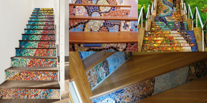 escaliers decores de mosaiques