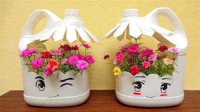 pots de fleurs fabriques a partir de bouteilles assouplissant 3
