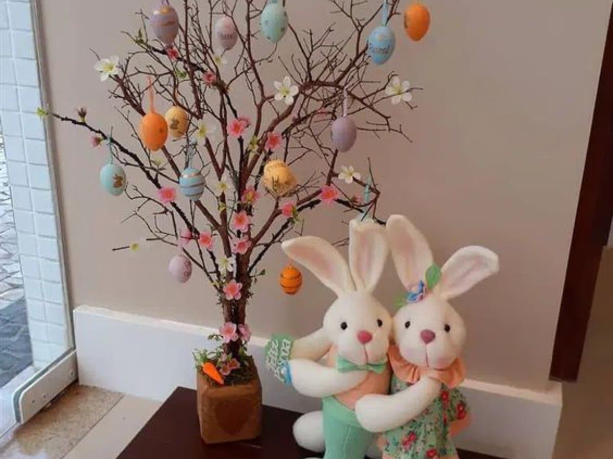 3 Branches Décoratives œufs De Pâques - Avec Baies Et Mousse, Tiges 31 Cm, Pour Couronnes, Arrangements Floraux