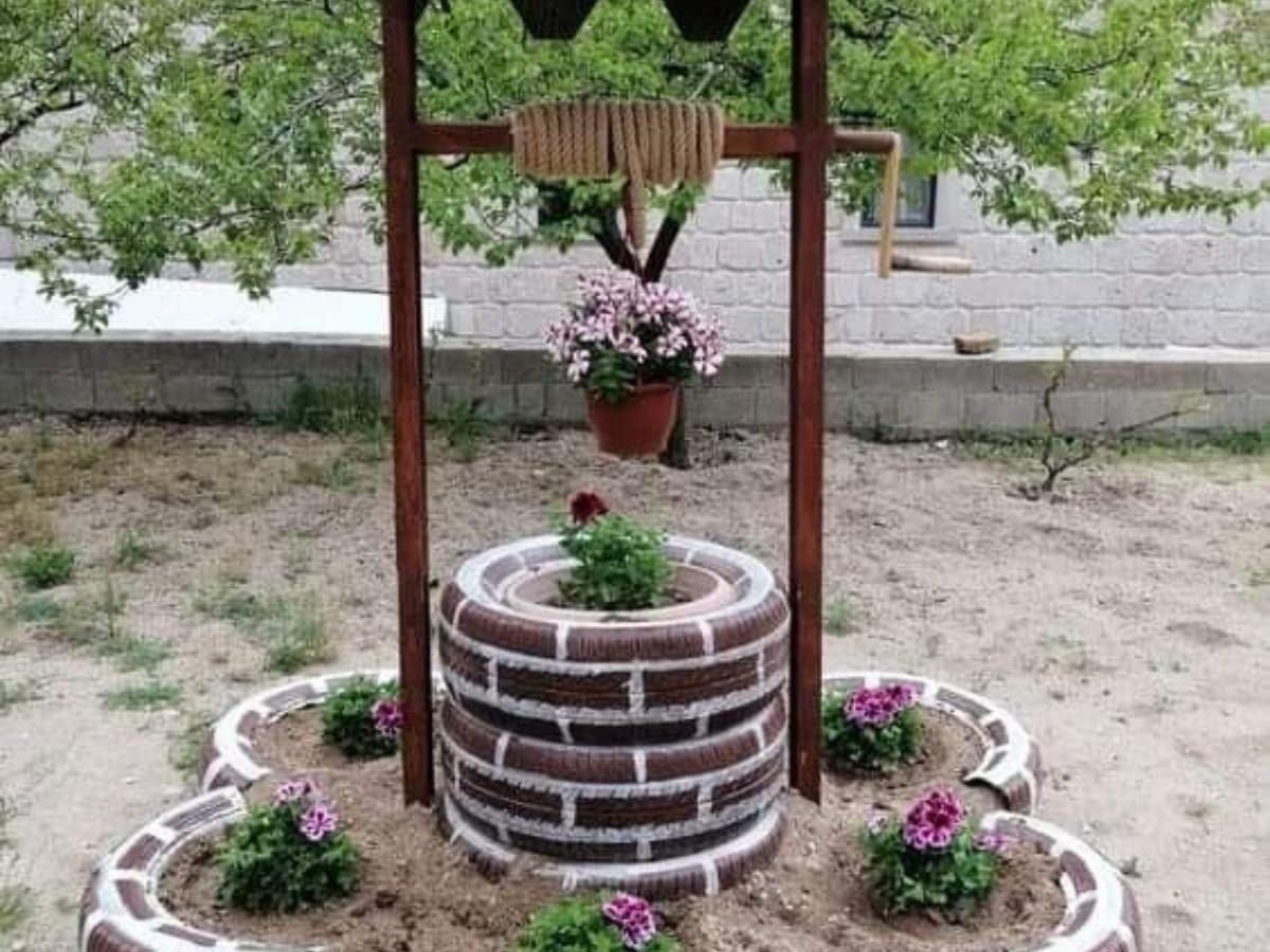 decorer votre jardin avec un puits a pneus 8