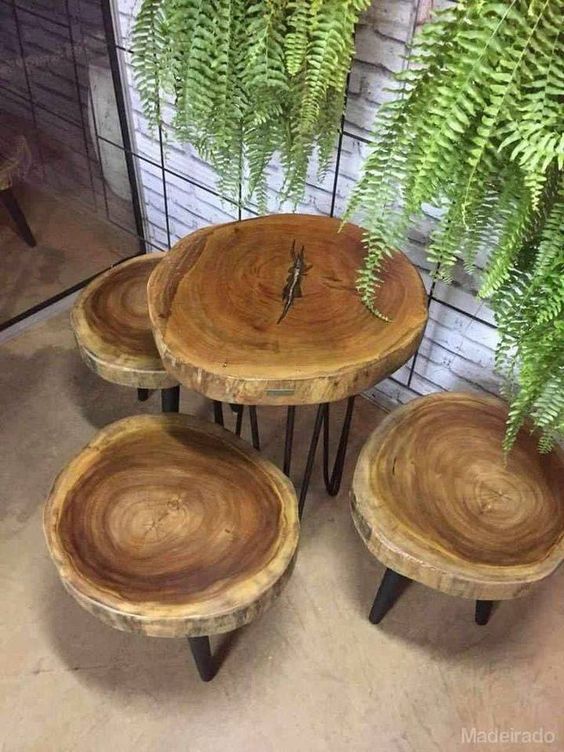 projets et decorations en tranches de bois tables