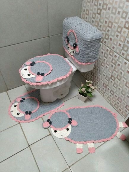 idees pour utiliser des tapis au crochet salle bain 4