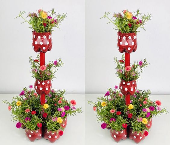 vases verticaux avec des bouteilles recyclees 4