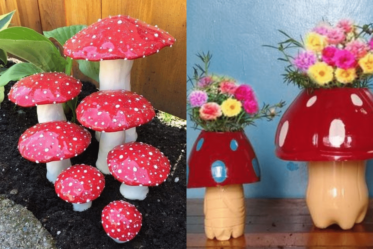 champignons decoratifs a partir de bouteilles recyclees