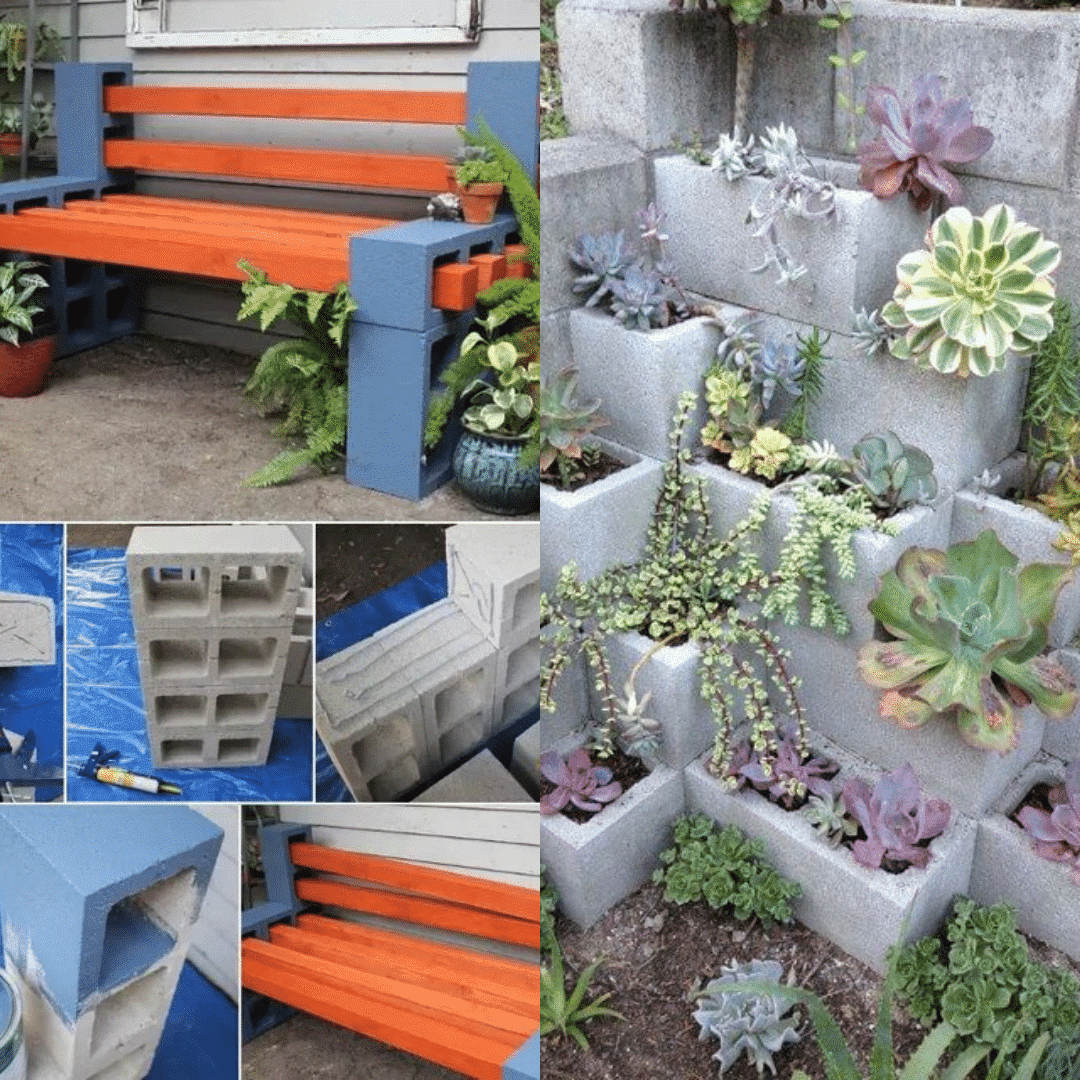 blocs de beton pour la decoration de jardin