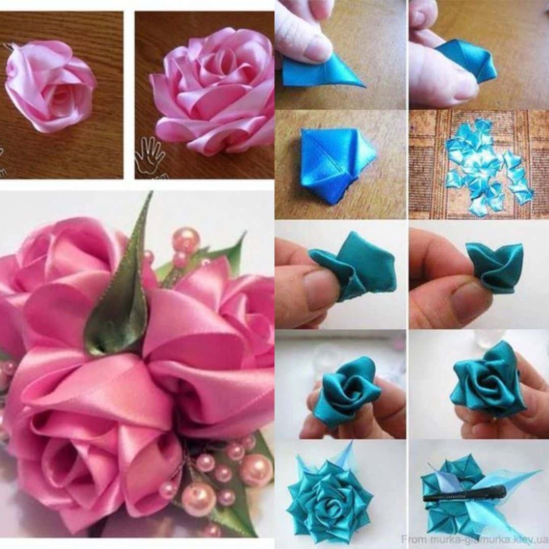 faire des roses en ruban 10