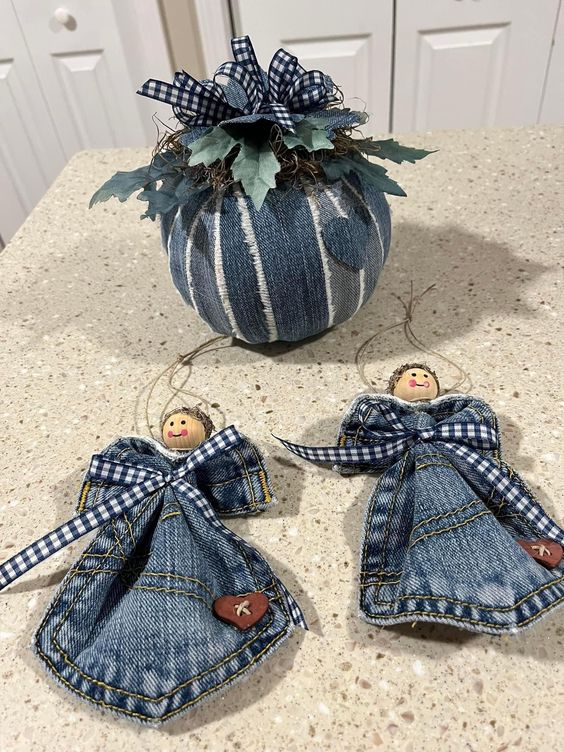 decoration de noel avec poches de jeans 1