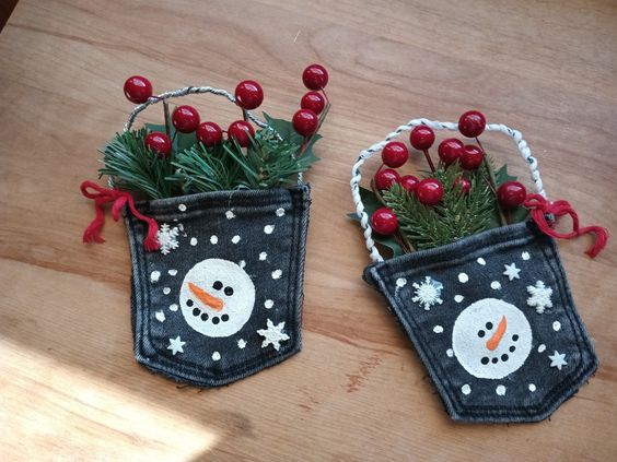 decoration de noel avec poches de jeans 6