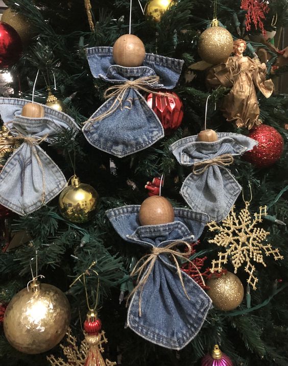 decoration de noel avec poches de jeans 9