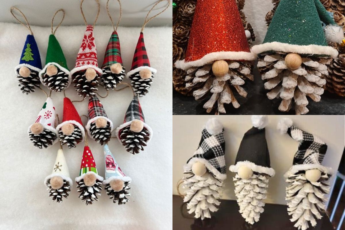 gnomes de noel faits avec des pommes de pin 12