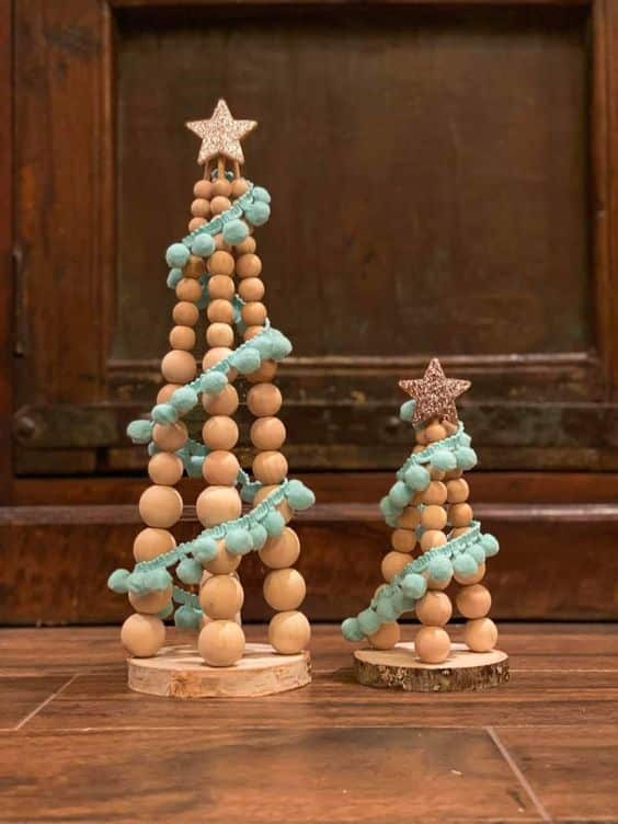 idees de noel avec des perles en bois