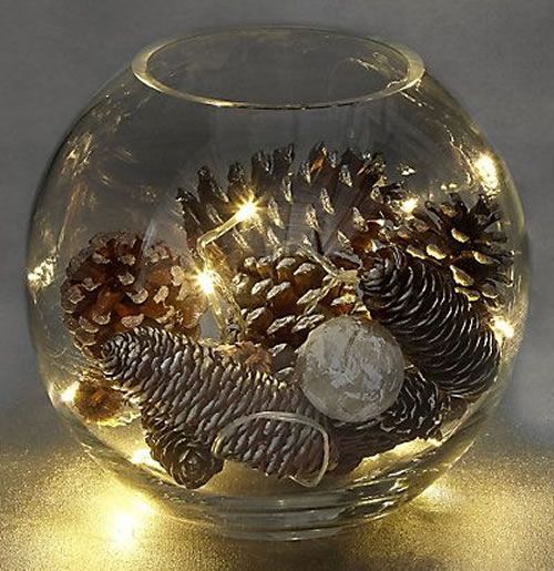 idees des centres de table de noel avec des bols en verre