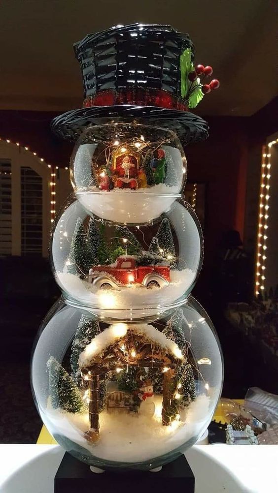 utilisez des aquariums en verre pour decorer noel 3