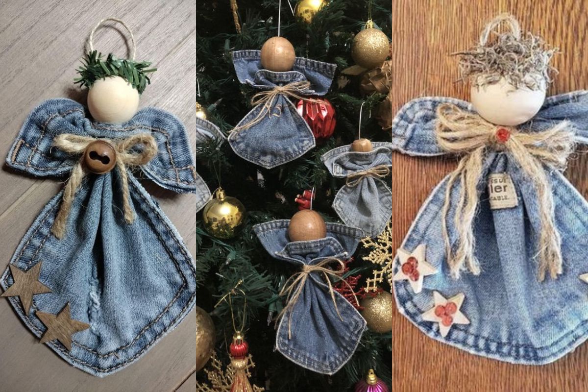 anges de noel realises avec jeans 11