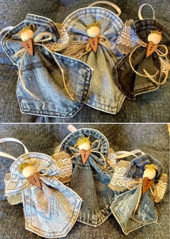 anges de noel realises avec jeans 3