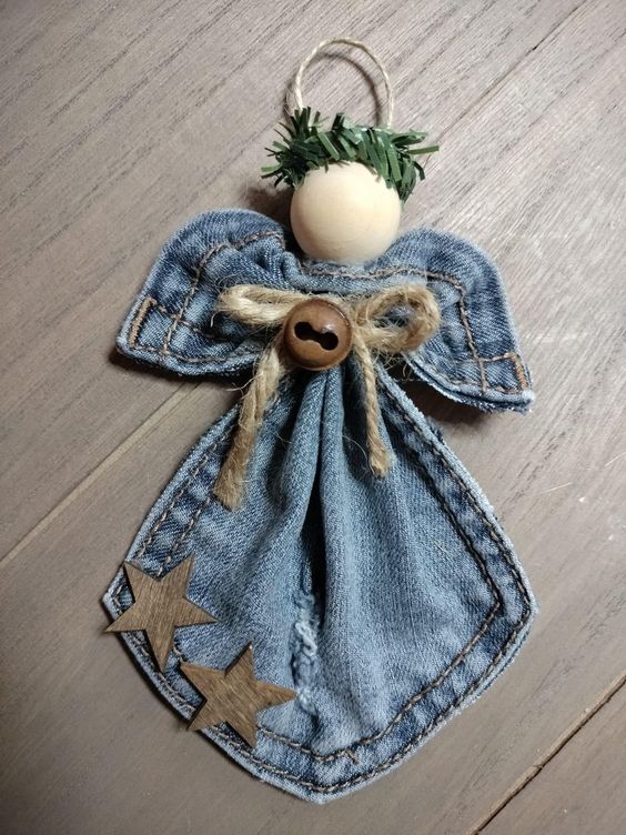 anges de noel realises avec jeans