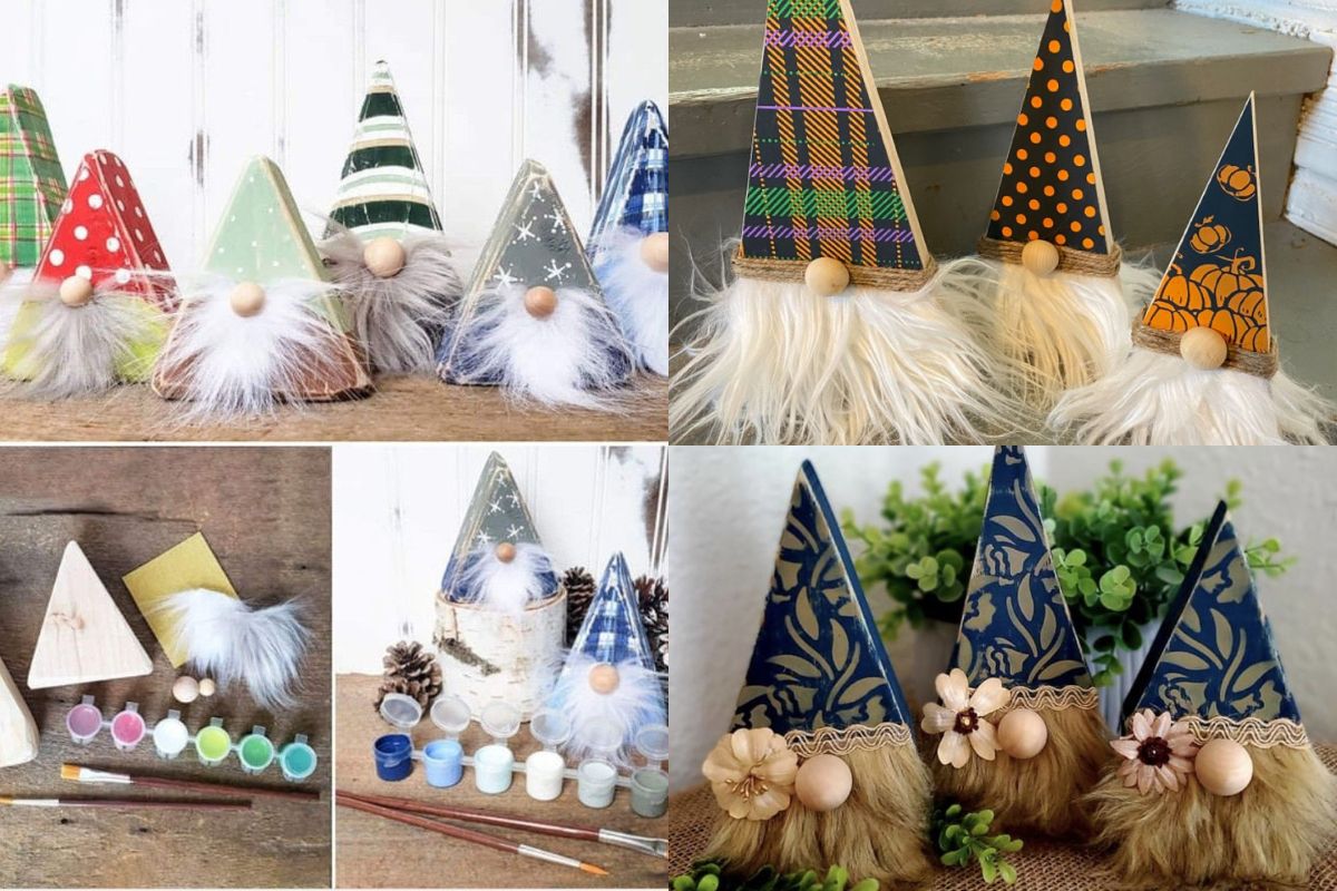 gnomes de noel avec des triangles en bois 10