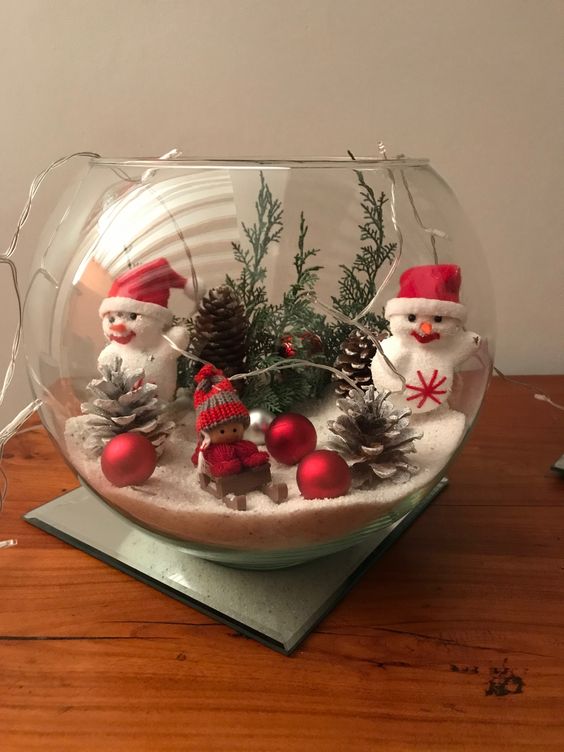 decorations de noel avec aquariums en verre 5