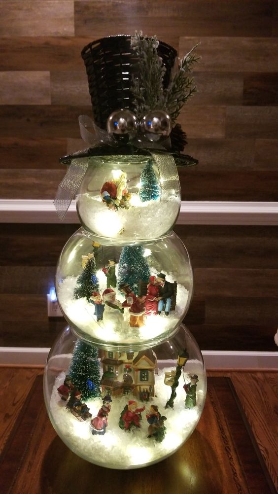 decorations de noel avec aquariums en verre 8