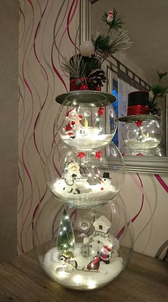 decorations de noel avec aquariums en verre 9