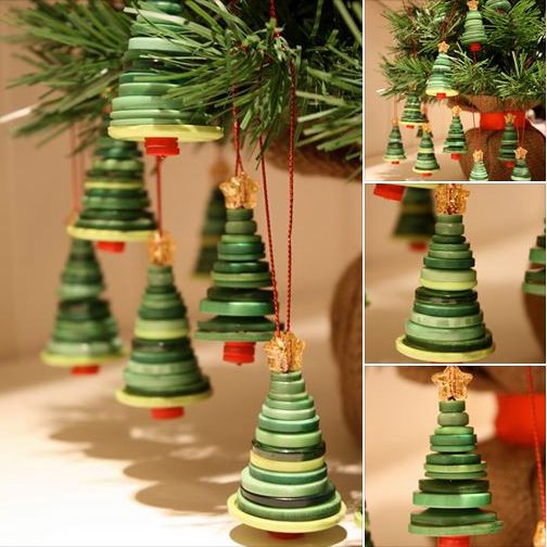 mini sapins de noel realises avec des boutons 5