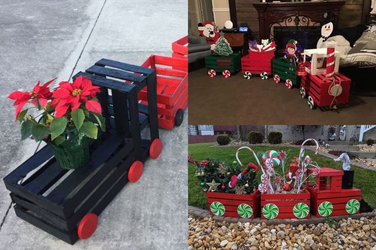 trains de noel fabriques avec des caisses en bois 9