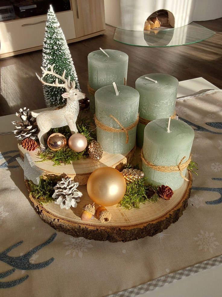 decoration de noel originale avec des tranches de bois 7