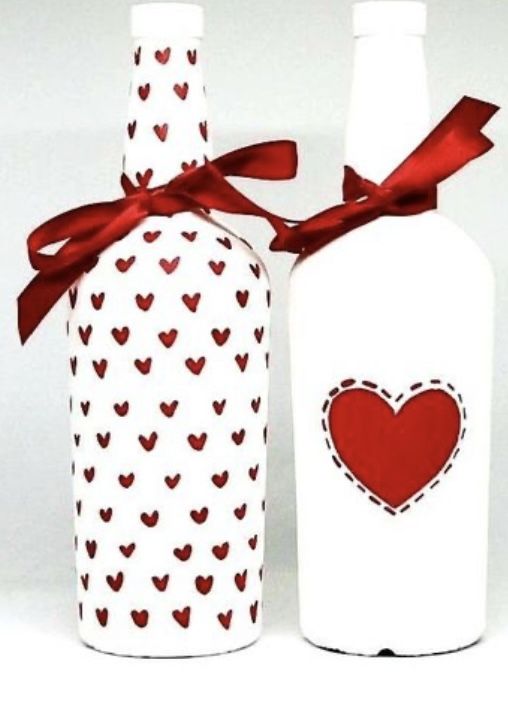 bouteilles en verre decorees pour la saint valentin 1