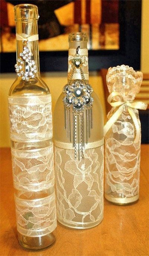 bouteilles decorees de dentelles 1