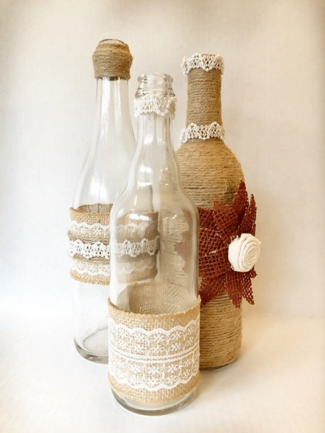 bouteilles decorees de dentelles