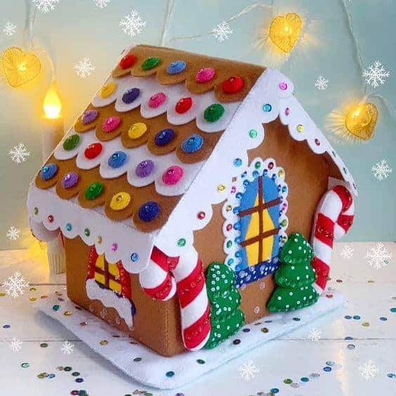 maisons de noel en carton et feutre 1