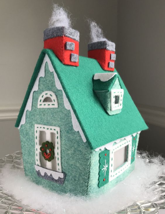 maisons de noel en carton et feutre 5