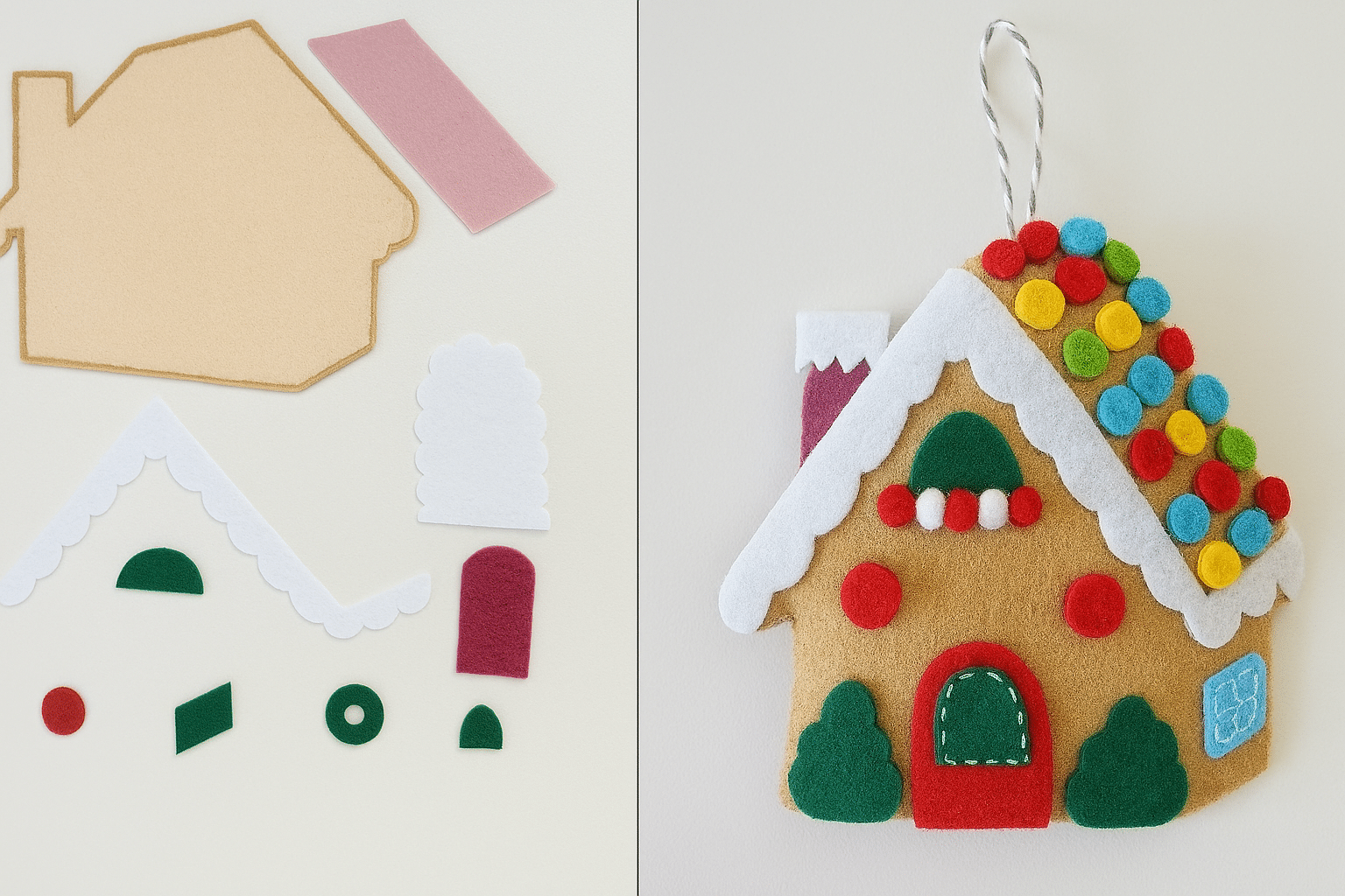 maisons de noel en carton et feutre