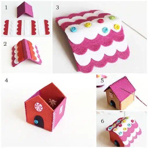 maisons de noel en carton et feutre