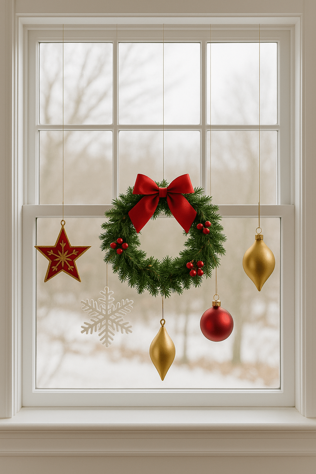 decorations de noel pour fenetres avec de beaux ornements 1