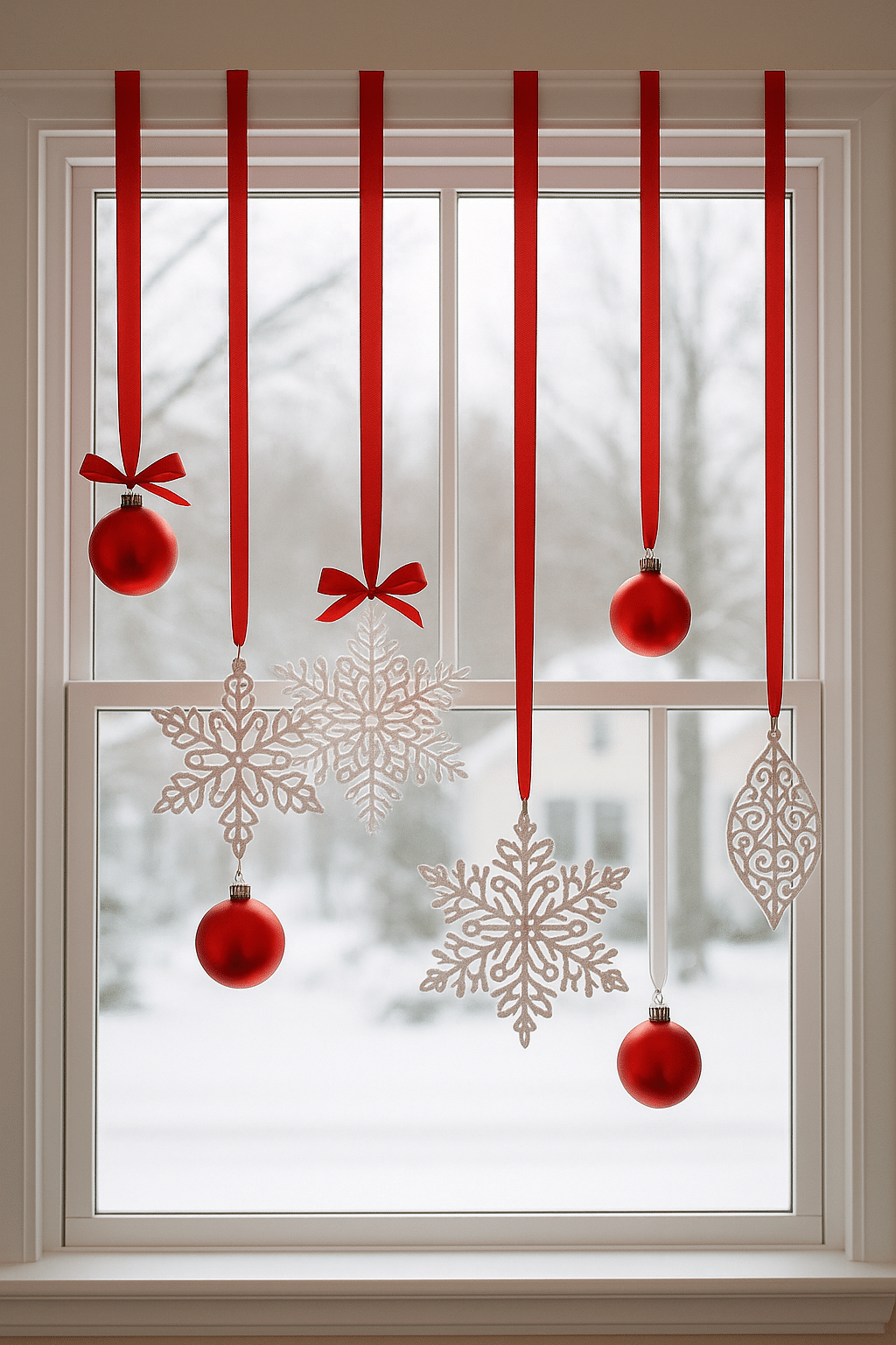 decorations de noel pour fenetres avec de beaux ornements