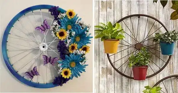 idees de reutilisation creative de vieilles roues de velo 3