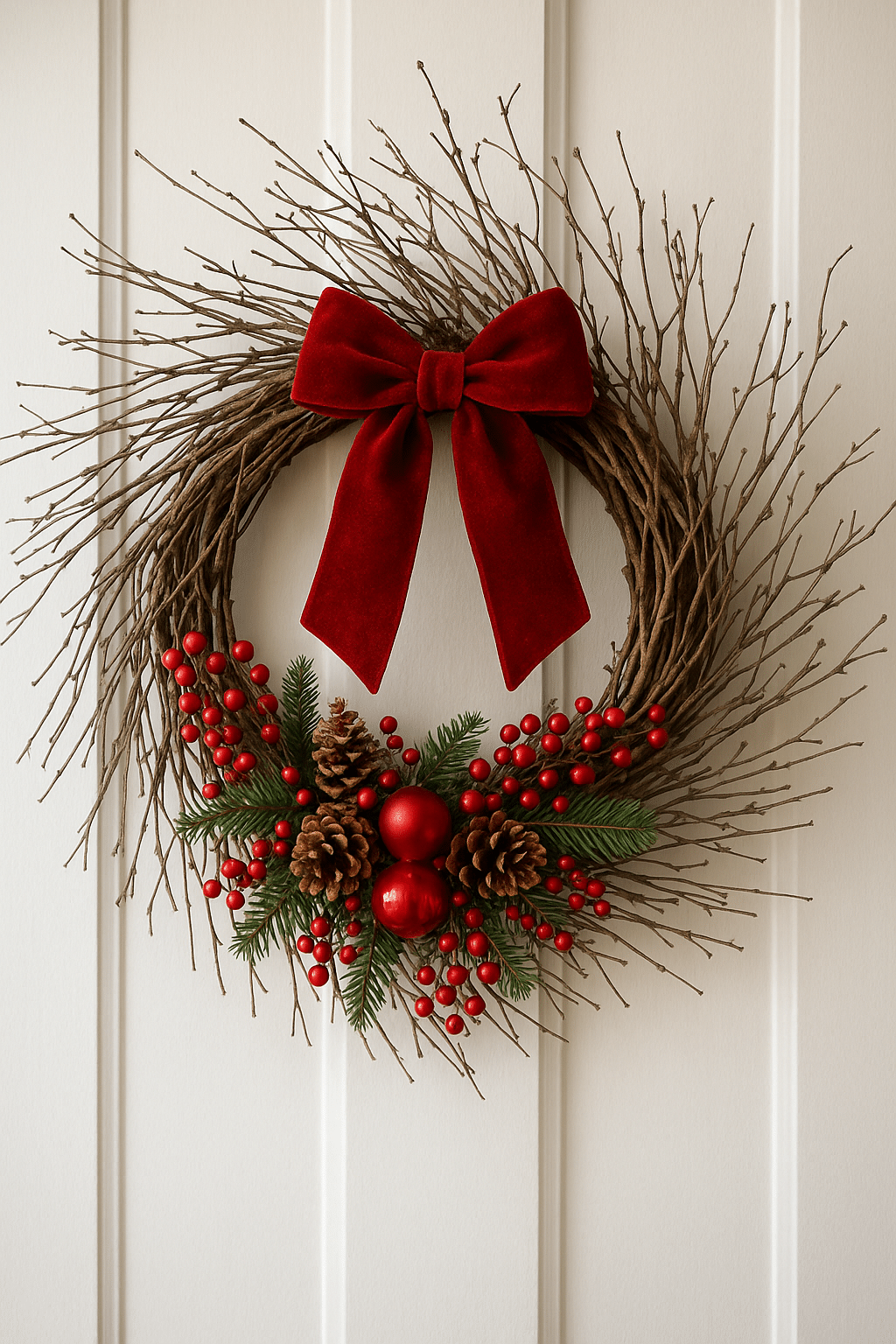 couronne de noel avec des branches seches 2