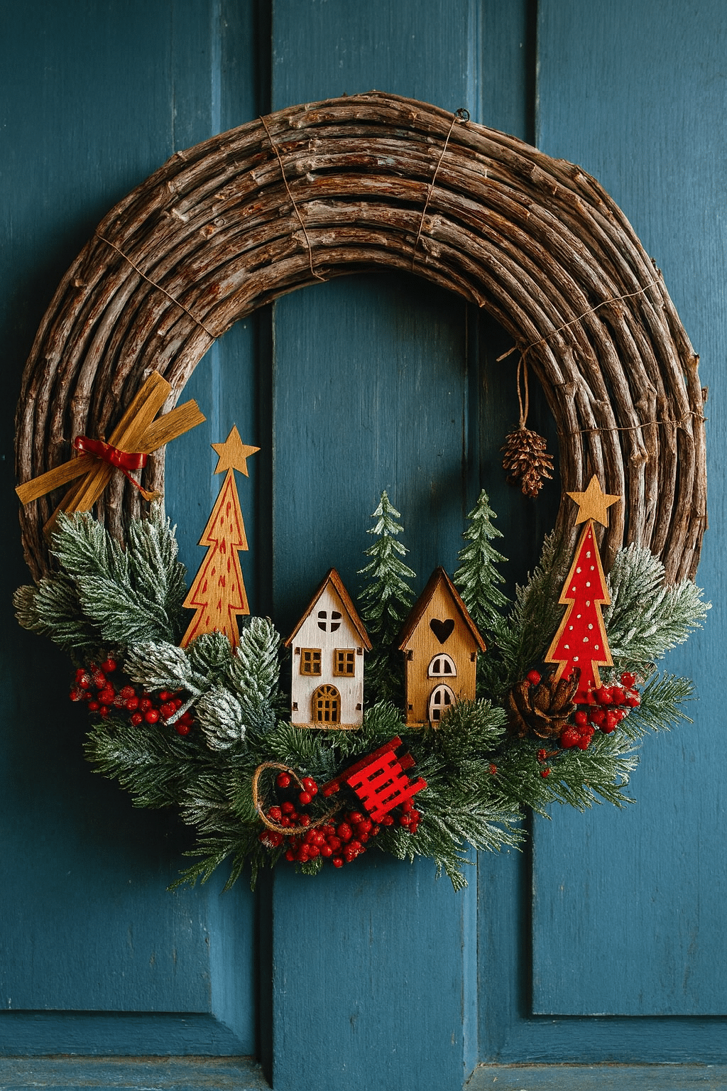 couronne de noel avec des branches seches 9