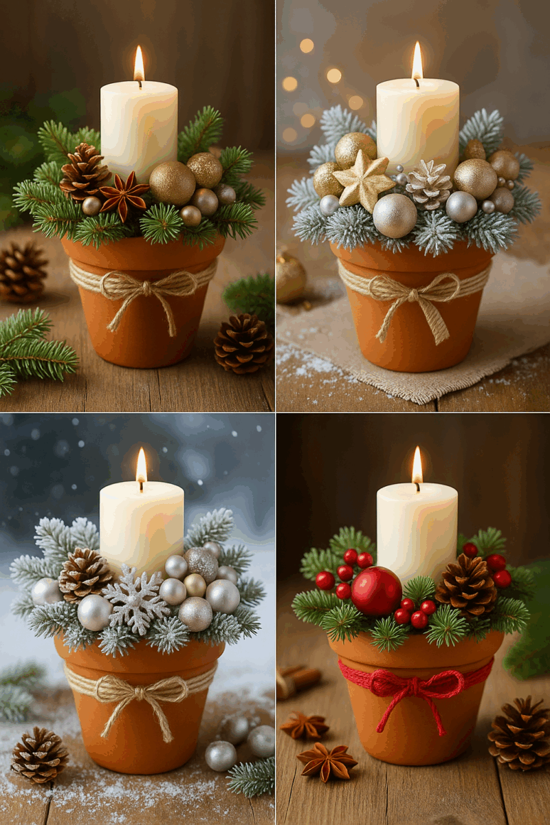 decorations de noel en pot de terre 5