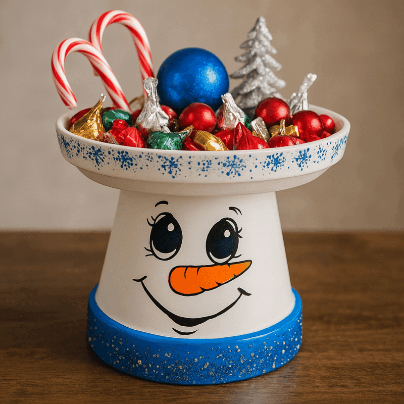 decorations de noel en pot de terre