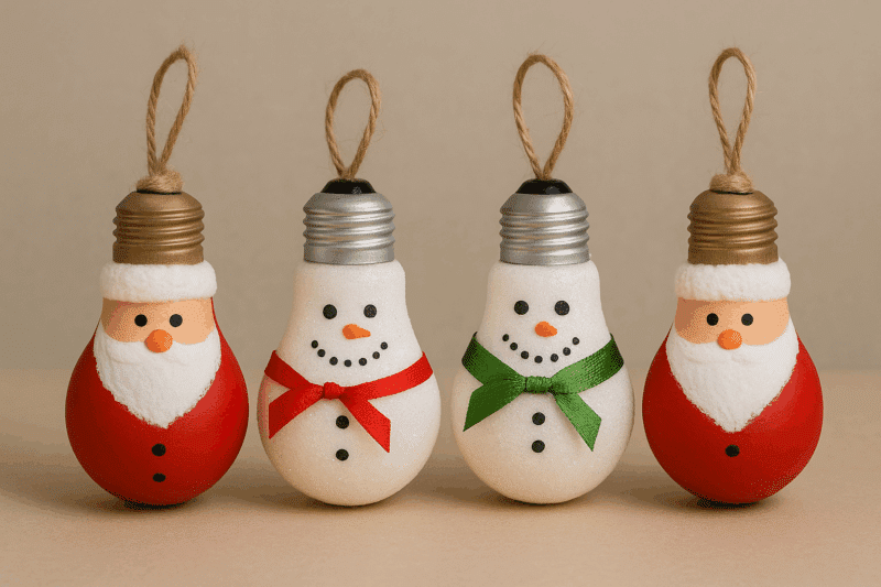 fabriquer des decorations de noel avec de vieilles ampoules recyclees 1