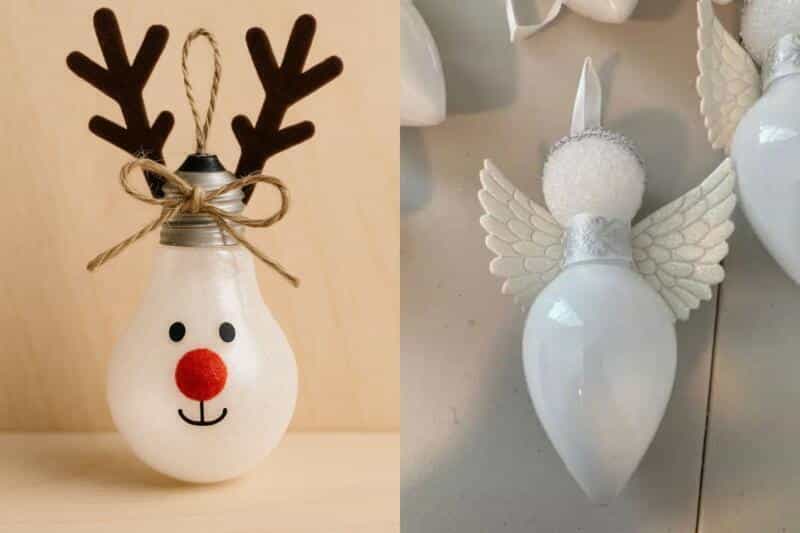 fabriquer des decorations de noel avec de vieilles ampoules recyclees